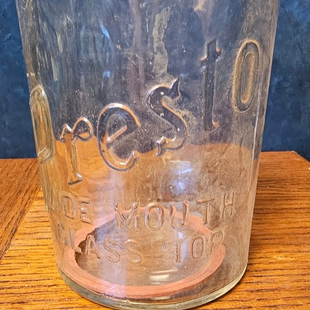Vintage Presto Wide Mouth Glass Top Mason Jar with Lid and Gasket Clear